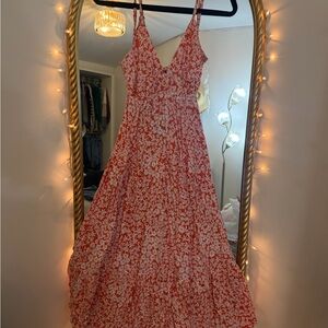Angie Red and White Floral Maxi Dress